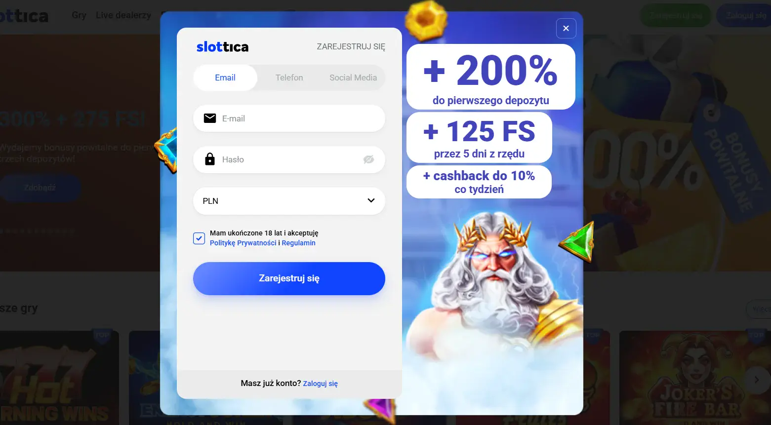Slottica bonus bez depozytu